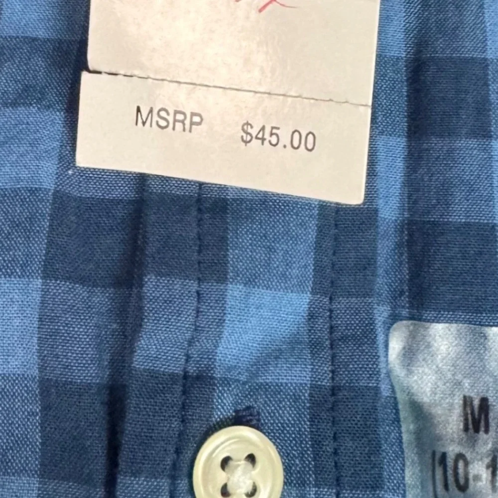 NWT Ralph Lauren Kids Boys M 10-12 Blue Gingham‎ Short Sleeve Button Down Shirt